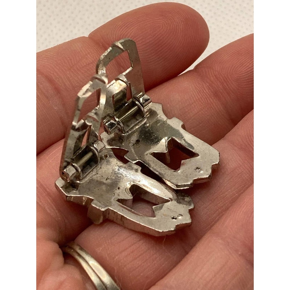 Vintage Silver Tone Art Deco Shoe Clips - Picture 4 of 4